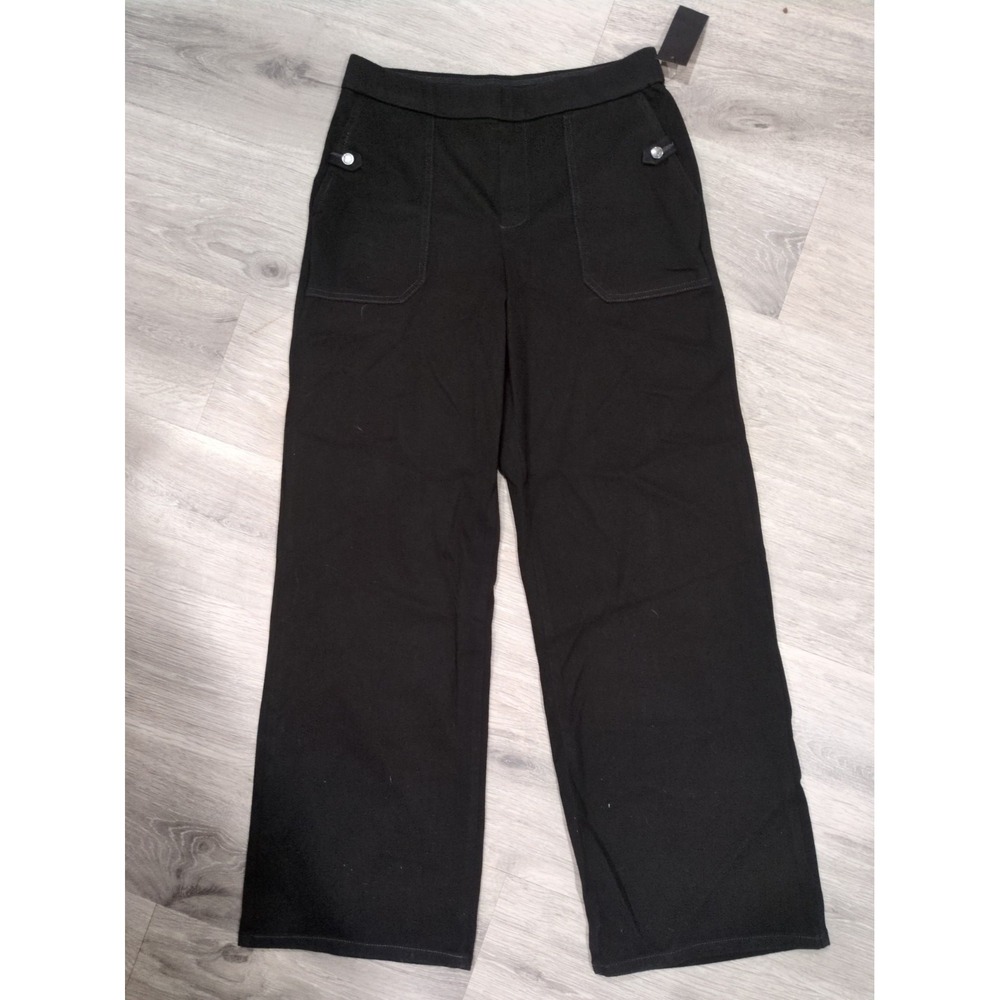 Wonder Black Pants Medium Silver Accents Wide Legged Stretch Fabric